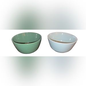 Lot Of 2 Target Stonewear Bowls Green & Light Green Cereal Salad Serving